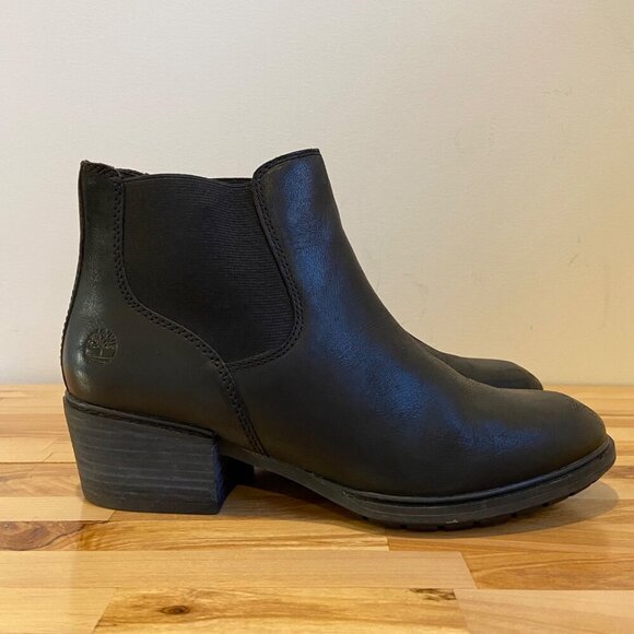 Timberland Womens Black Leather Chelsea Boots With Block Heel size 7.5 - Picture 4 of 15